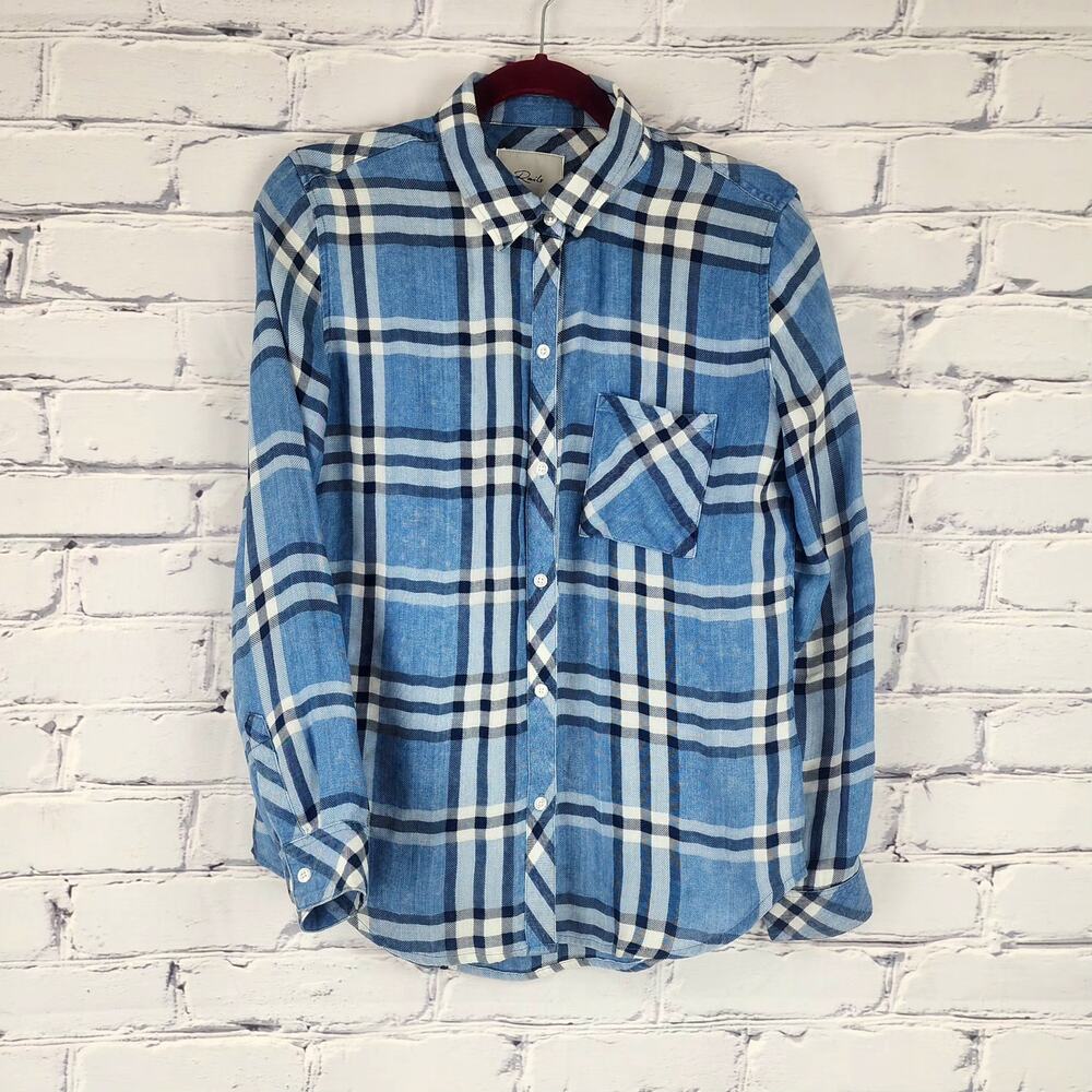 Rails Hunter Shirt Size S Lapis White Black Chambray Button Up lumberjack cabin
